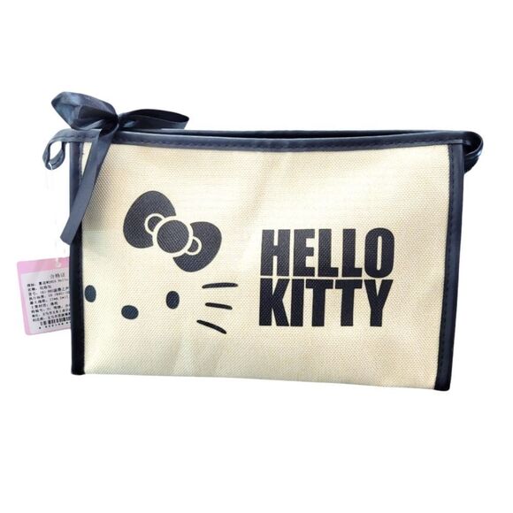 Brand New Sanrio Hello Kitty Cream & Black Color Cosmetics Bag / Pencil Case - Picture 1 of 7